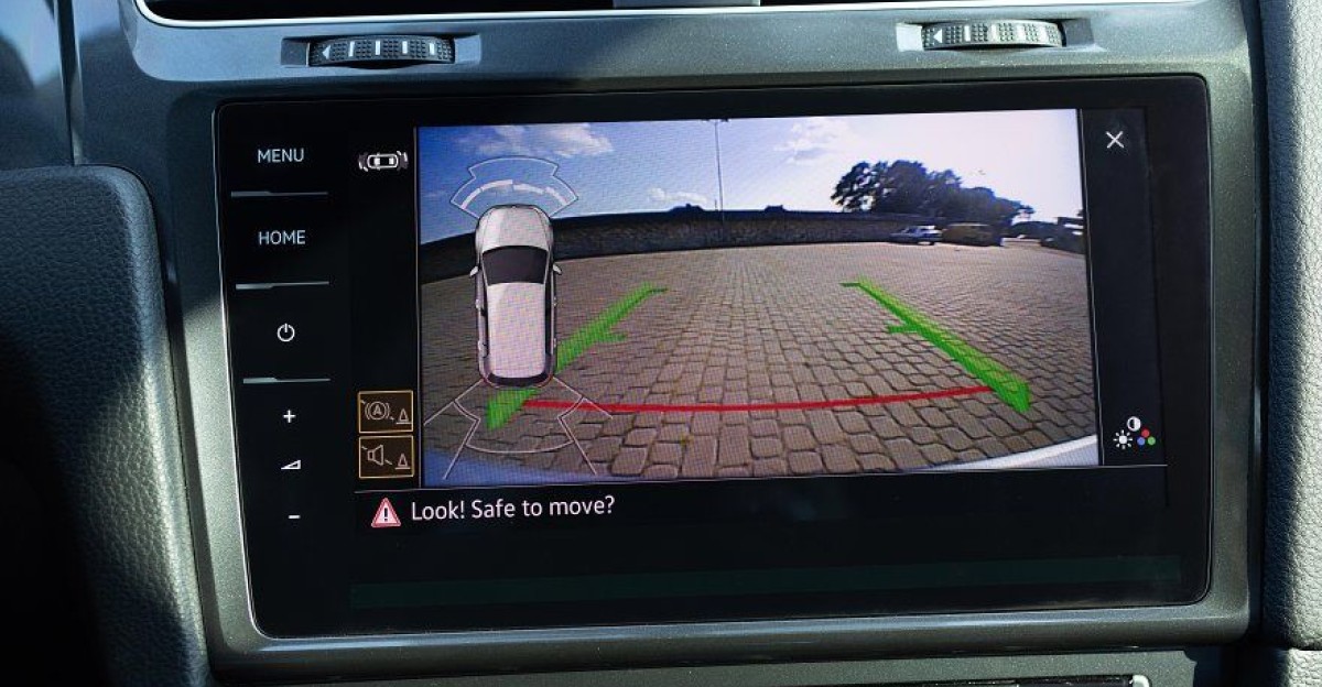 Rear View Monitor for car reverse system Car display and rear view camera Parking assistant inside car Video parking system in modern car Automotive safety technology equipment by zarah tyagi