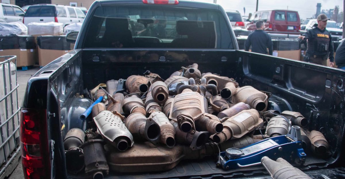 Catalytic converters seized in a raid by Homeland Security Investigations on Curtis Cores