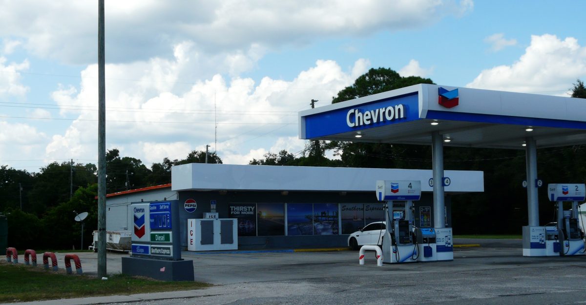 Chevron gas station on U S Route 98 in Eastpoint Florida