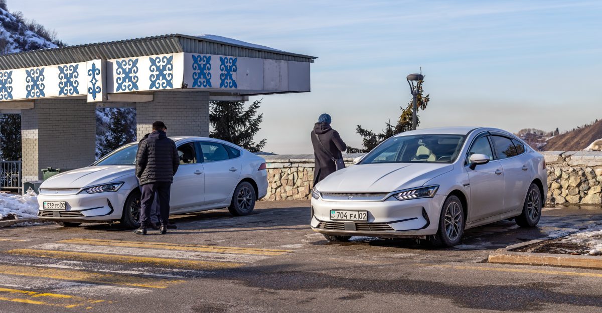 Electric cars on top of Medeo dam Almaty Kazakhstan