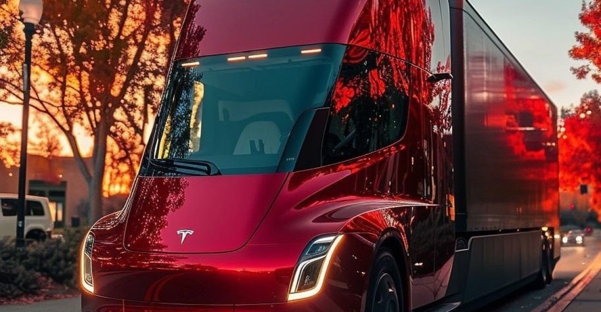 Red Tesla Semi by Tam s Szende