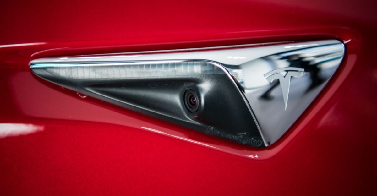 A camera on a Tesla Model 3 on display in Washington in January 2018 by Xanadu