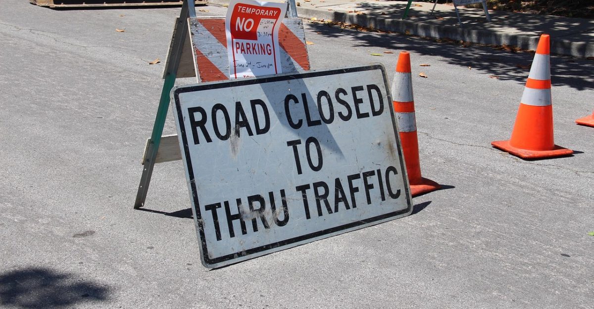 road closed construction detour road closed sign traffic warning barrier street barricade transportation work danger caution gray work gray road gray construction gray closed road closed road closed road closed road closed road closed detour