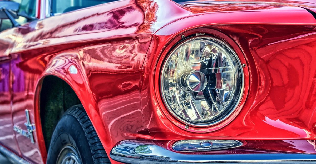 ford mustang car vehicle red car shiny shiny car headlight luxury car v8 ford mustang automotive auto oldtimer sports car classic car wallpapers maintained red old chrome plated chrome polished