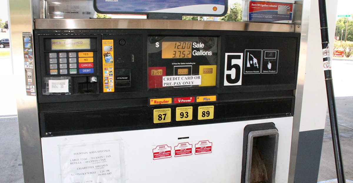 Pay-at-the-pump gasoline pump at a filling station in Indiana during the price spike in the wake of Hurricane Katrina Photo shot by Derek Jensen Tysto 2005-September-02