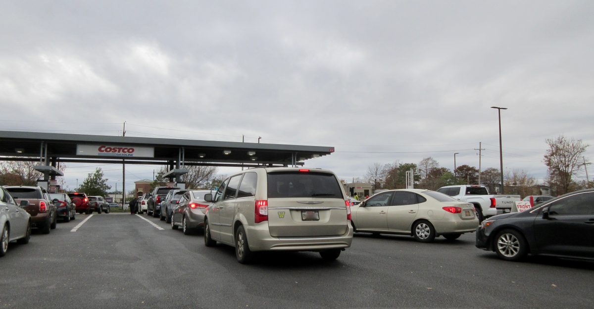 Getting gasoline at Costco in New Orleans 17 January 2025 Lots of people filling up possibly in part because possible freeze expected in a couple days and uncertainty if incoming Trump administration tariffs may affect prices