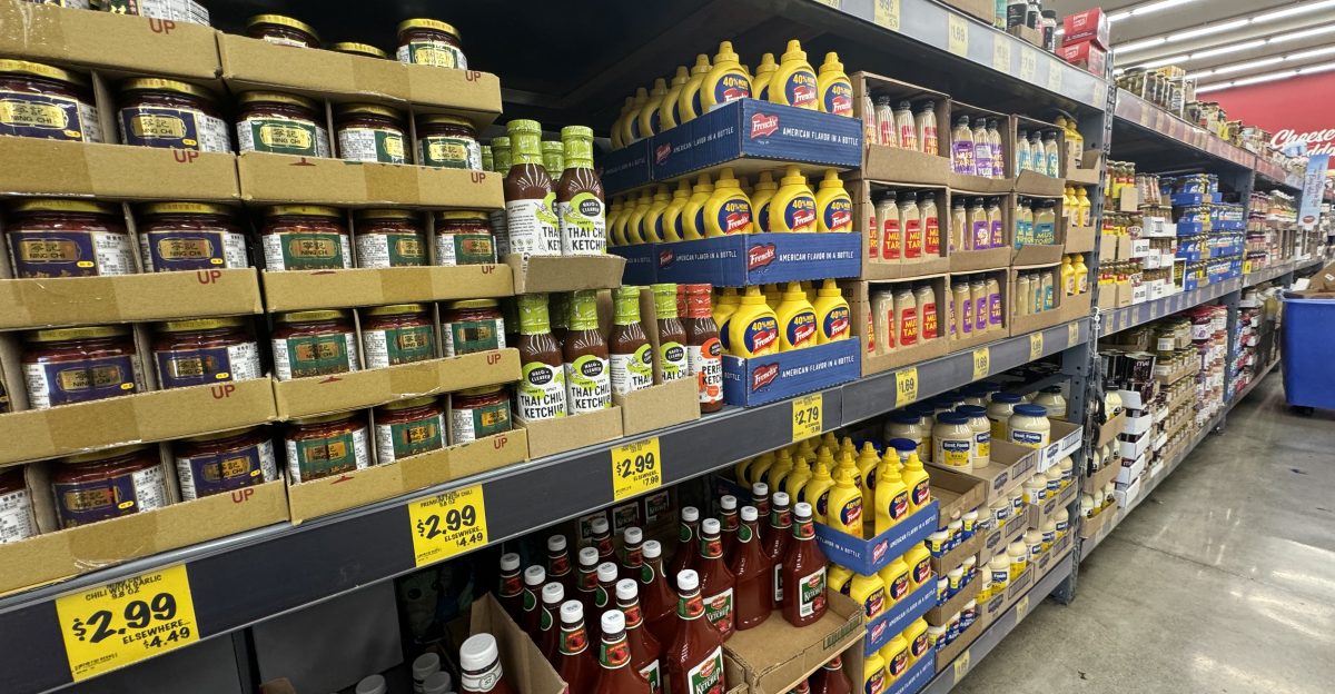 Condiment aisle at Grocery Outlet Petaluma California
