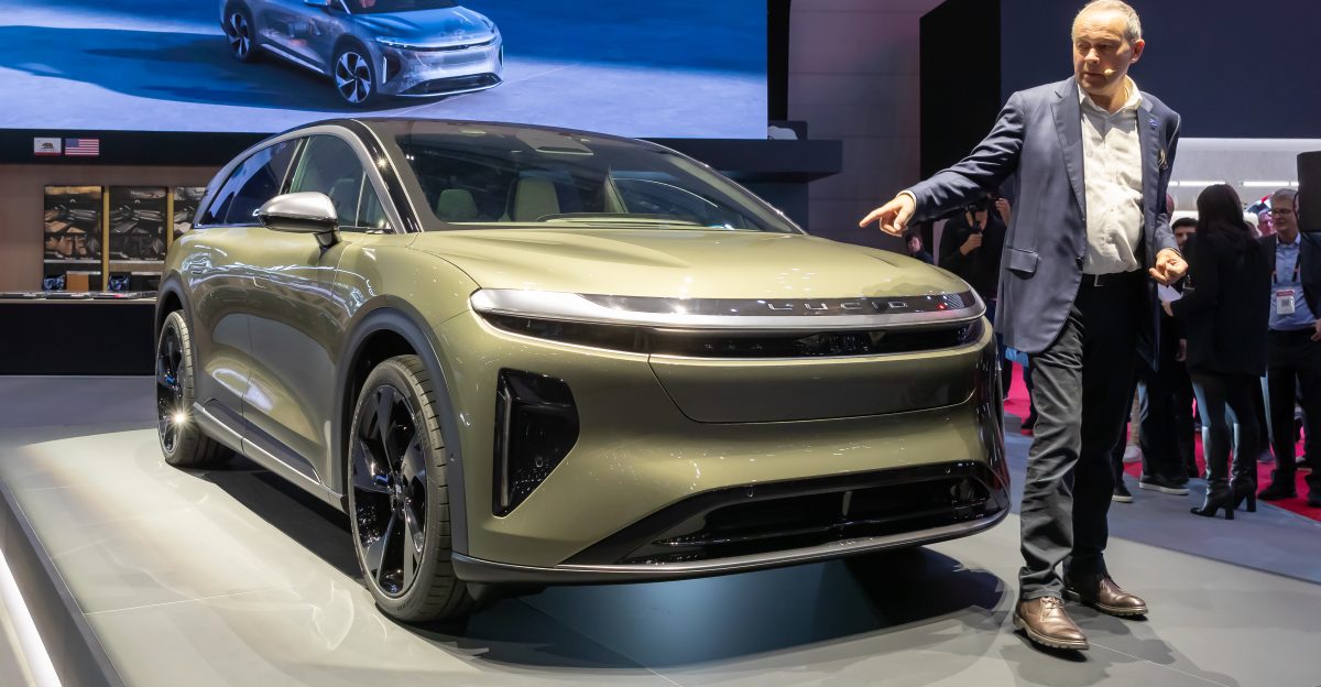Lucid press conference at Geneva International Motor Show 2024