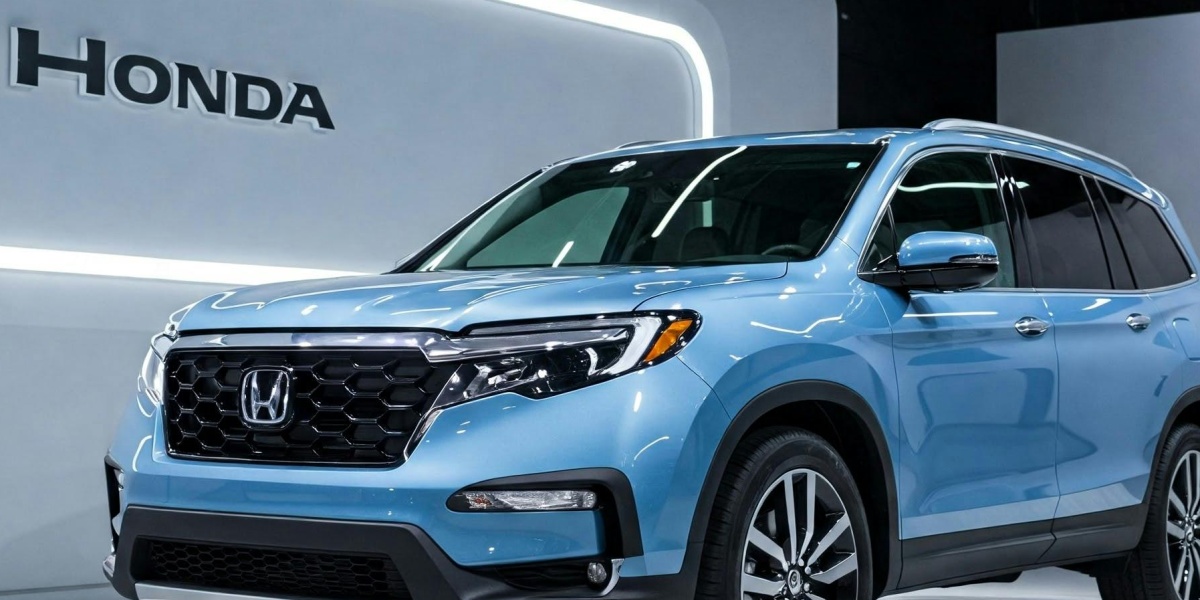 The 2025 Honda Pilot showcased at an auto exhibition, highlighting its modern design.
