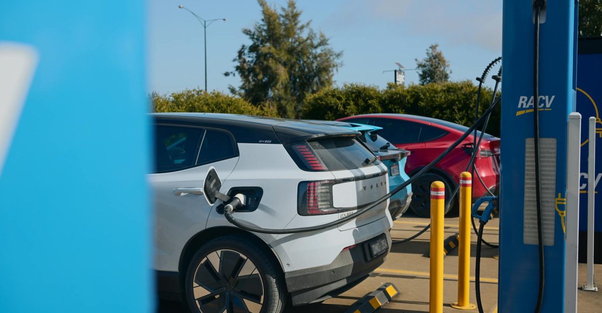 Electric vehicles charging at a RACV station in Barnawartha VIC Australia promoting sustainable transportation