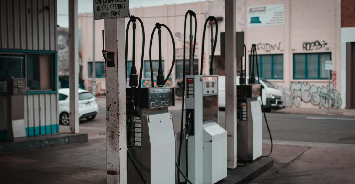 Empty gas station with visible graffiti in Collingwood Australia
