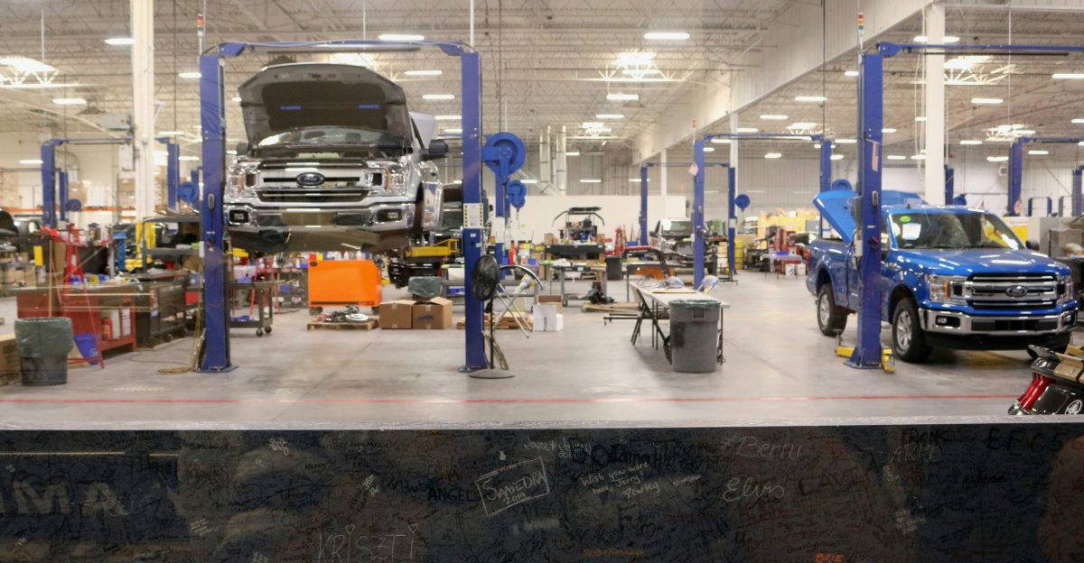 black car in a garage