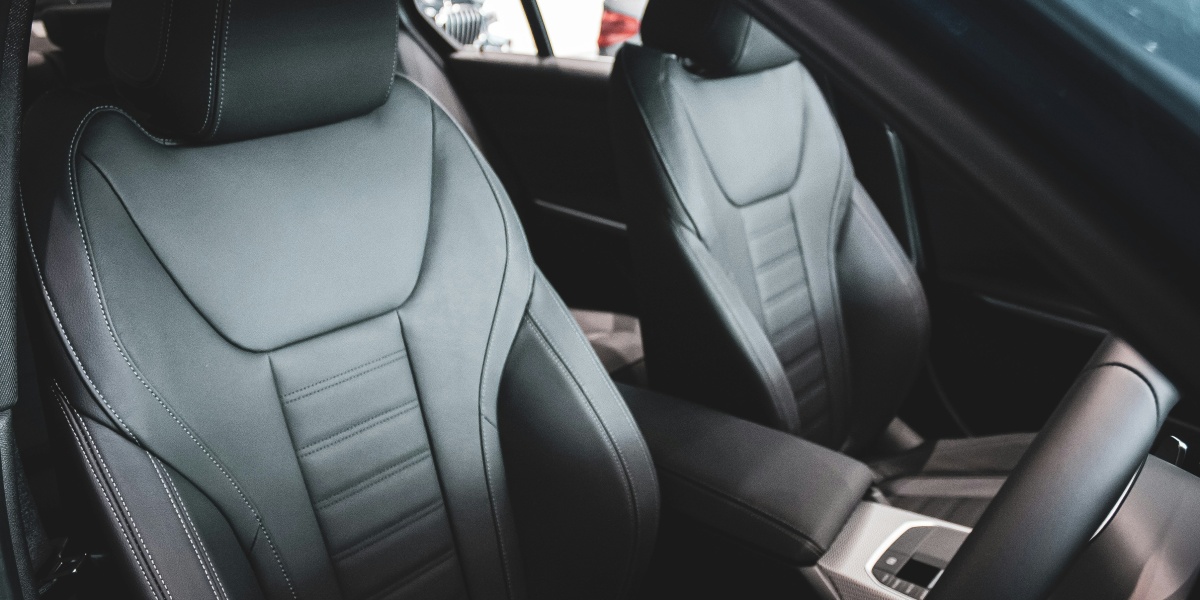 black leather car seat in car