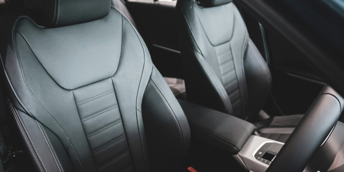 black leather car seat in car