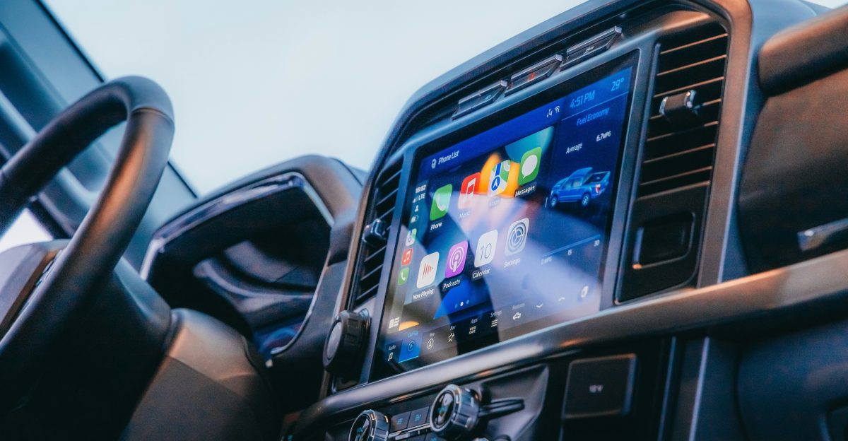 the dashboard of a vehicle with a touch screen