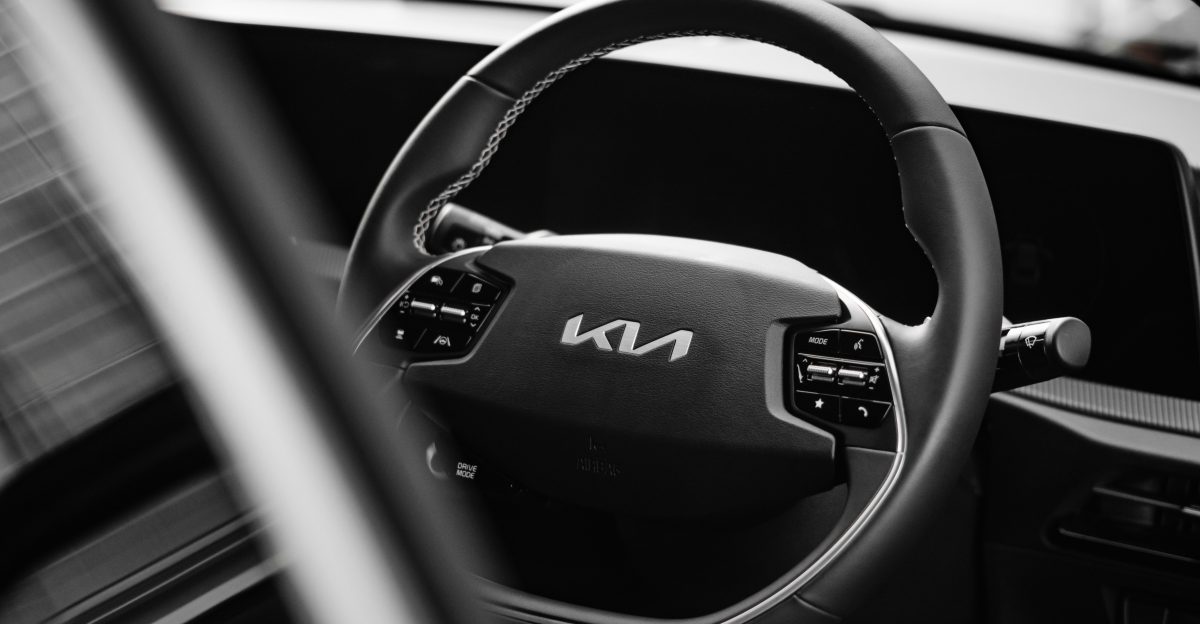 a steering wheel and dashboard of a car