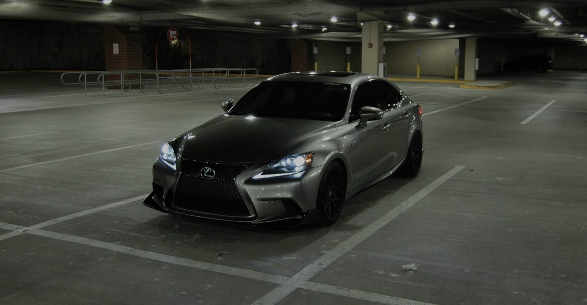 a car parked in a parking garage
