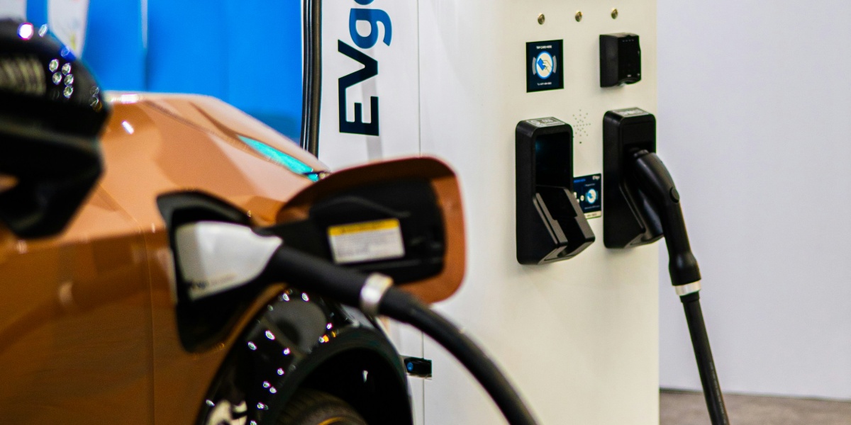 a close up of a car at a charging station