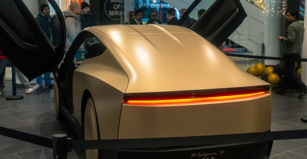 A car that is sitting in a showroom