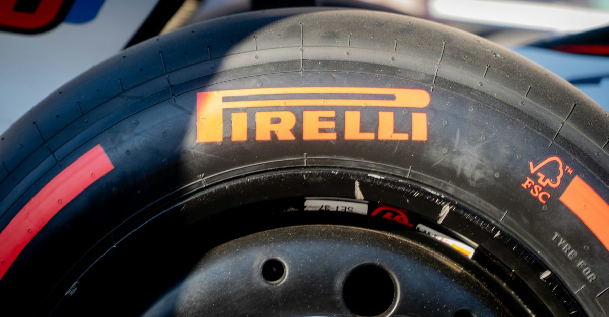Pirelli tire on a formula 1 race car
