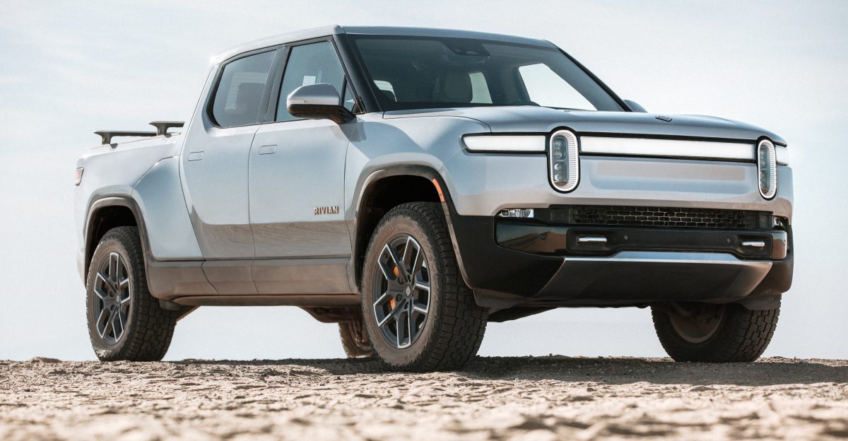 The Rivian R1T shown here is the first modern electric pickup to market