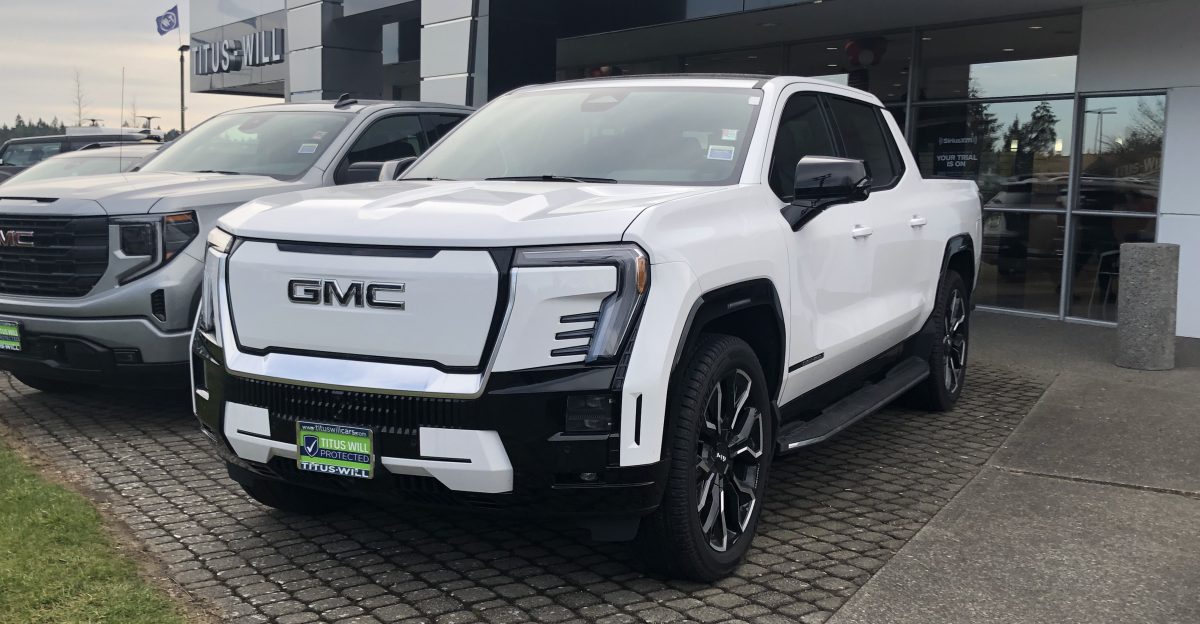 A Sierra EV in Summit White