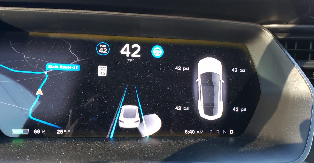 Pressure in all 4 tires calibrated to 42 w pound per square inch whilst driving at 42 w miles per hour Both of these physical quantities are based on the technically inferior British Imperial units
