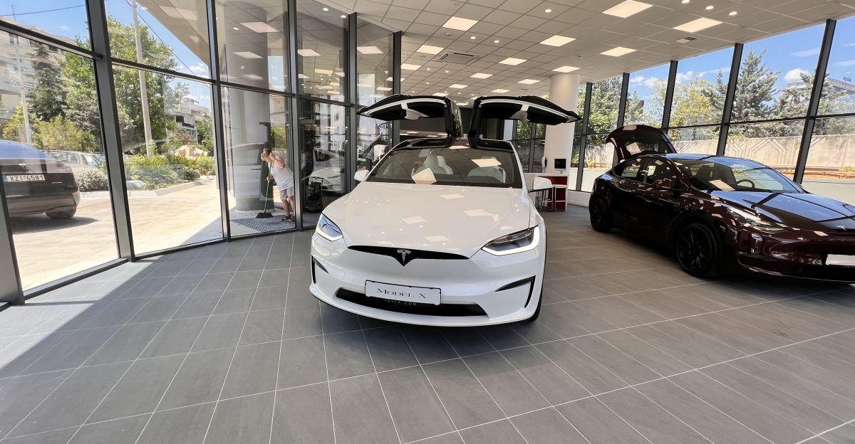 Tesla Model X Plaid Front at Tesla Athens
