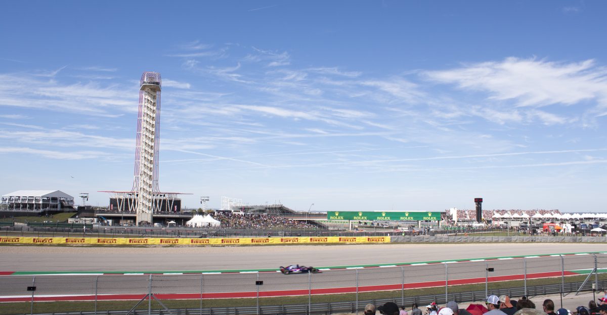 Circuit of the Americas during the 2018 US F1 Grand Prix with Scuderia Toro Rosso on track