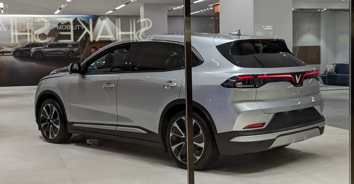 At the Vinfast dealership in the north block of the Hillsdale Shopping Center San Mateo California