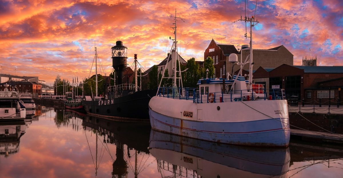sunset at hull marina hull marina sunset hull marina hull kingston upon hull hull sunset humber hull lightship vintage boats boats moored boat ship hull trawler harbour hull landmark docked guard east yorkshire hull city yorkshire reflected sunset reflected sky reflections harbor