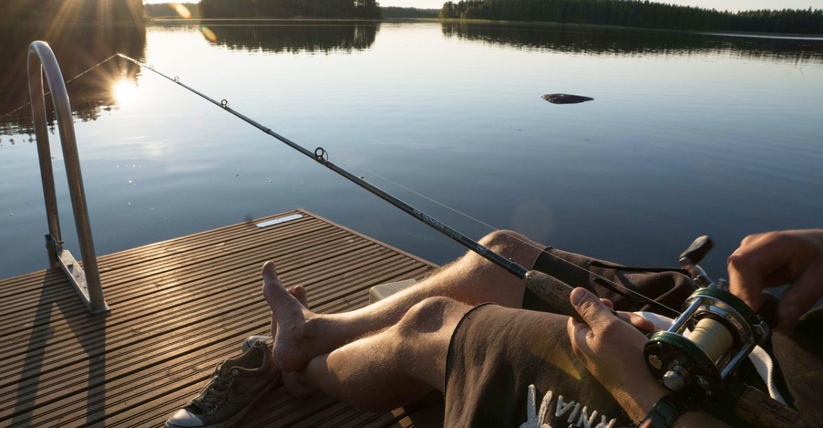 pier nature fishing leisure trip vacation summer finland lake rope