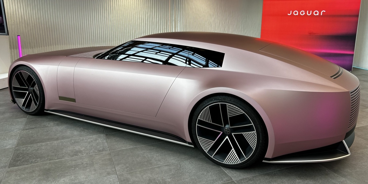 A side view of the Jaguar Type 00 concept car. This picture was taken at the Gayon Headquarters of Jaguar Land Rover.