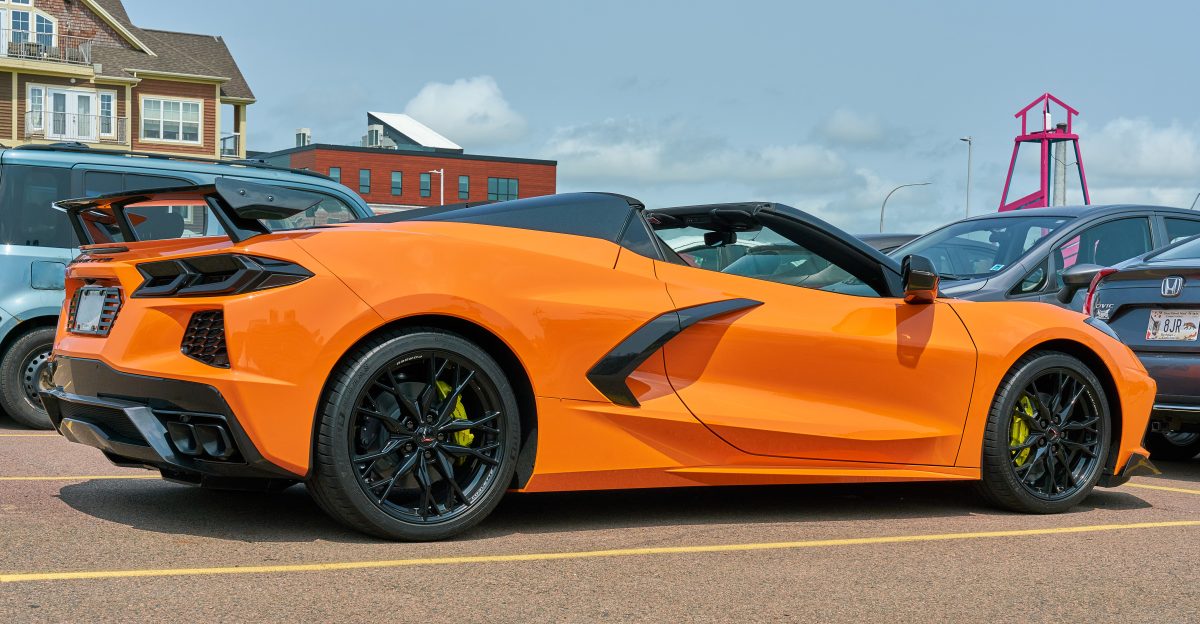 Chevrolet Corvette convertible Model C8 - open top - seen from right back