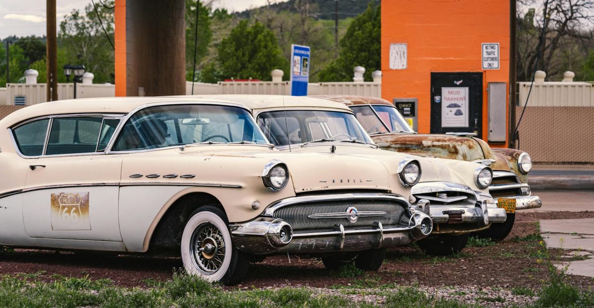 Classic Buicks displayed on Route 66 in Williams Arizona Nostalgic automotive history