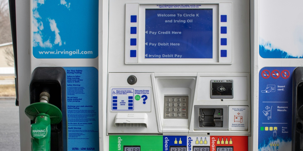 a close up of a gas pump at a gas station