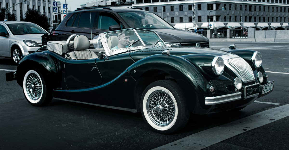 Vintage car parked on a city street